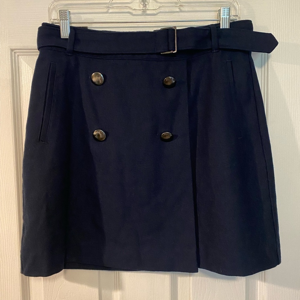 NWT Sz 6. Banana Republic Navy Wool Mini Skirt with Belt